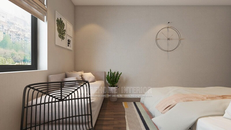 Ghế đôn sofa dài màu ghi thư giãn với thiết kế đơn giản nhưng êm ái sẽ là lựa chọn tuyệt vời cho phòng ngủ hiện đại. Thiết kế nội thất phòng ngủ biệt thự