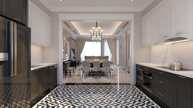 Tủ bếp biệt thự cao cấp phong cách hiện đại, trẻ trung Thiết kế phòng bếp, tủ bếp đẹp