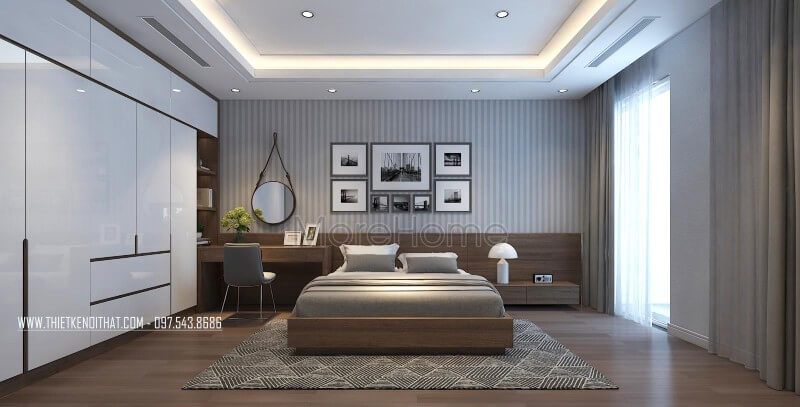 Giường ngủ gỗ công nghiệp thiết kế đẹp mắt phù hợp với căn chung cư 