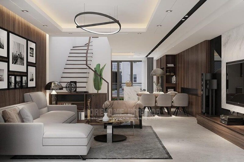 Bố trí nội thất phòng khách liền phòng ăn đẹp hiện đại cho chung cư, biệt thự, nhà phố, nhà liền kề.