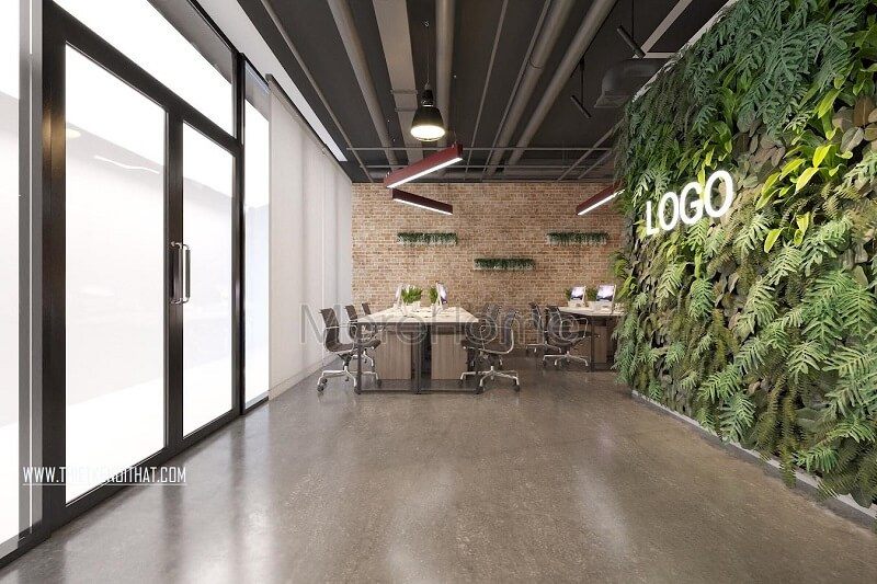 Thiết kế văn phòng xanh đẹp theo phong cách hiện đại.