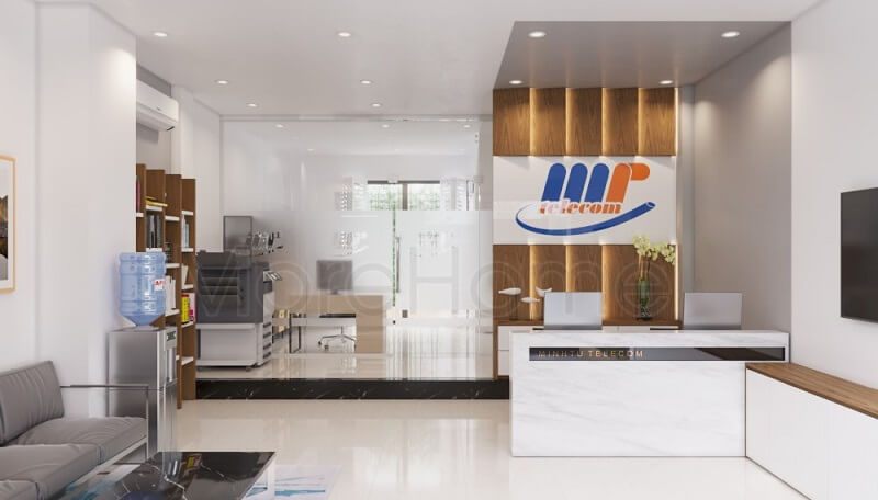 Thiết kế nội thất quầy lễ tân văn phòng đẹp hiện đại