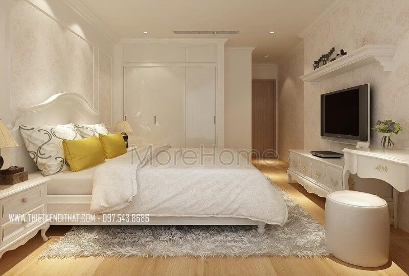 Thiết kế nội thất phòng ngủ chung cư phong cách tân cổ điển